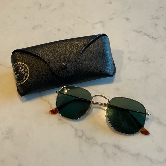 Ray-Ban Accessories - Ray Ban Hexagonal Gold Frame Green Lenses